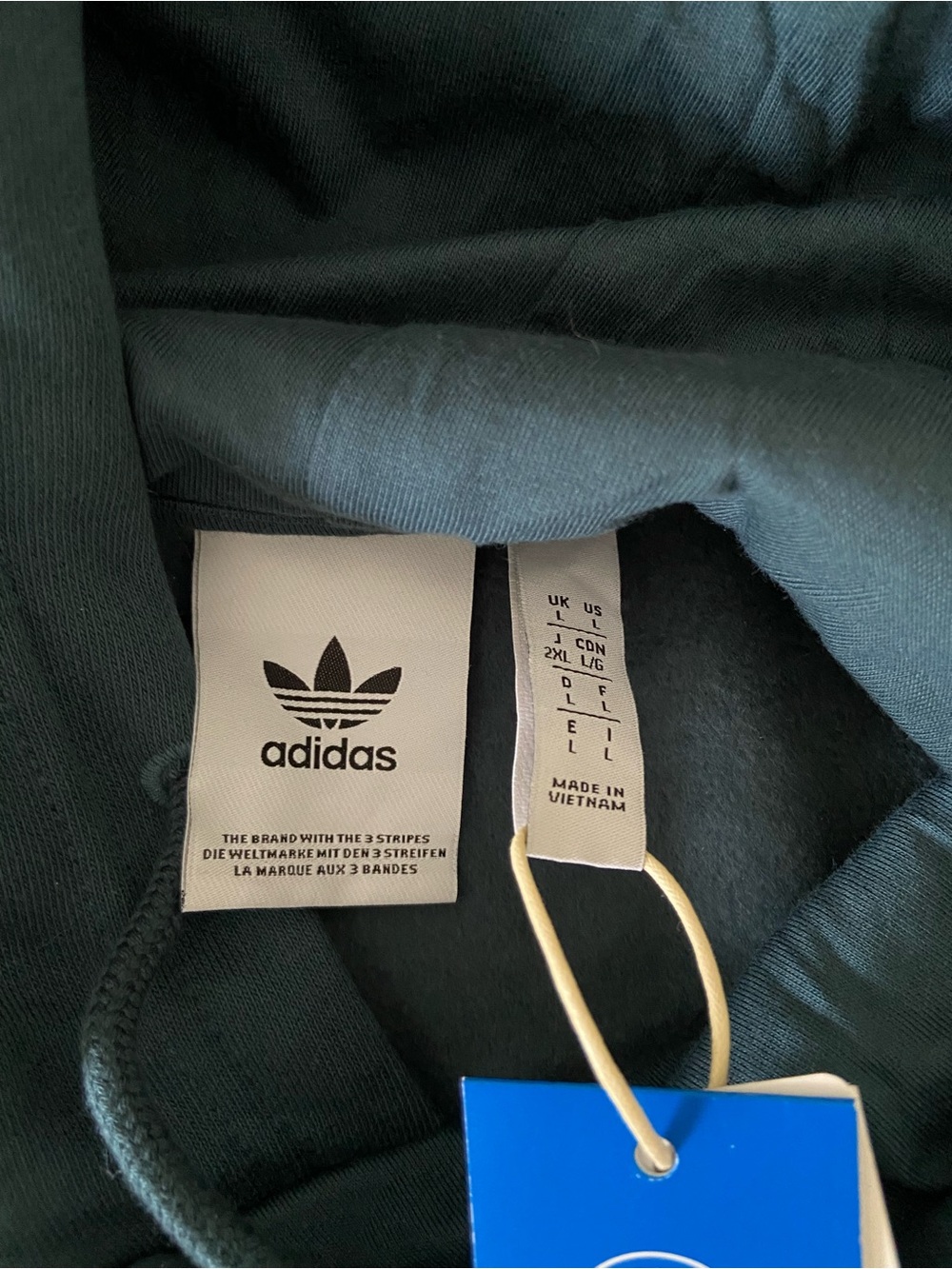 NWT - Adidas Men's Arctic Night Teal Hoodie Sweatshirt - Trefoil Logo - Large - Picture 2 of 14